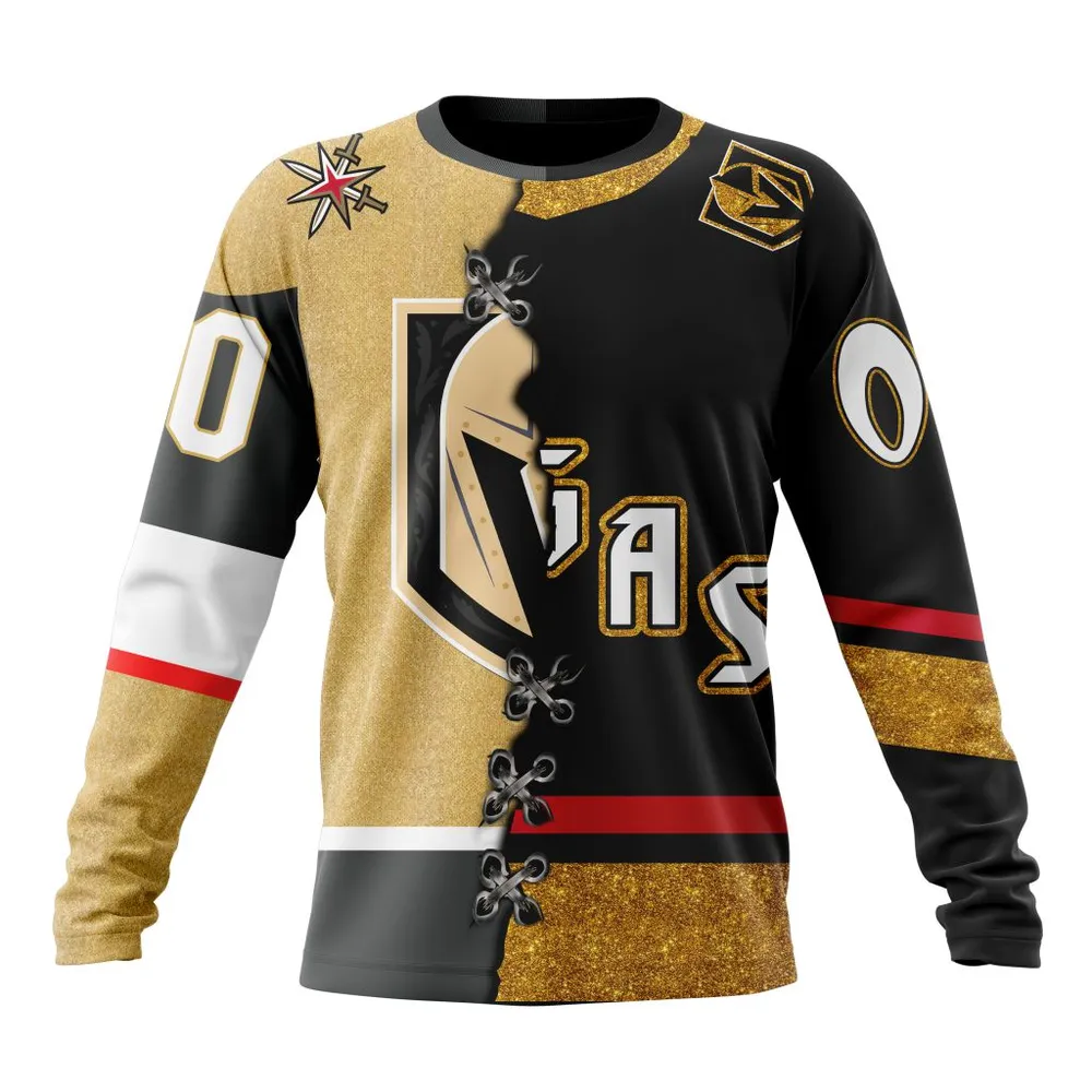 NHL Vegas Golden Knights Special Home Mix Reverse Retro Personalized Kits Long Sleeved Sweatshirt 