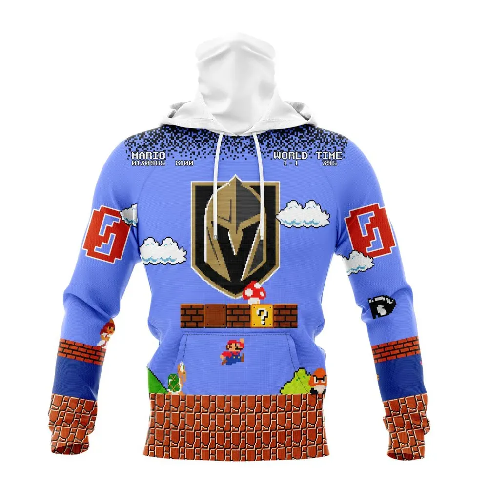 NHL Vegas Golden Knights Special Kits With Super Mario Game Design Mask Hoodie