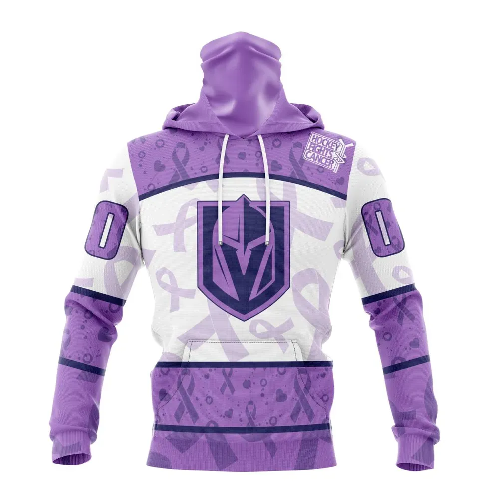 NHL Vegas Golden Knights Special Lavender Fight Cancer St2201 Mask Hoodie