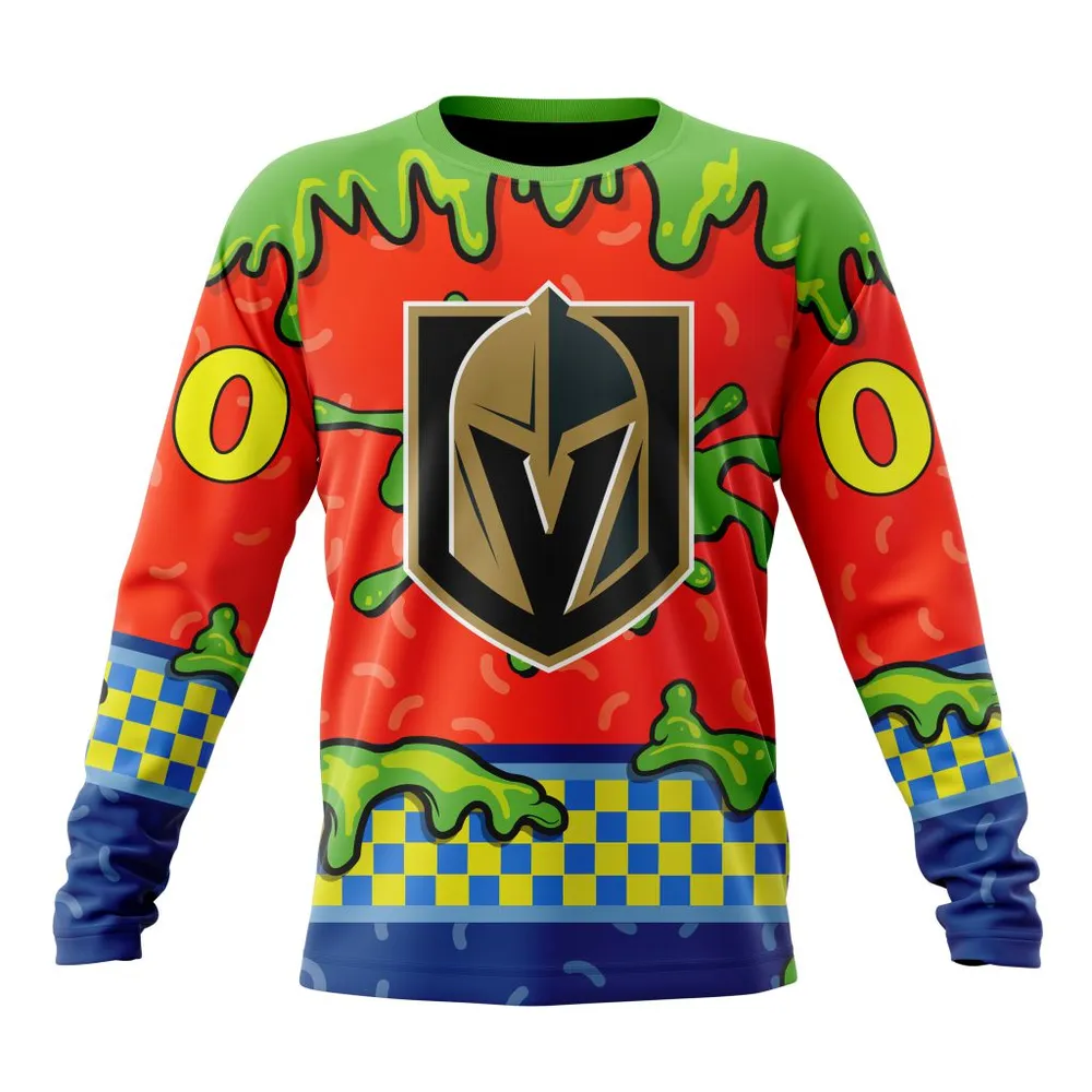 NHL Vegas Golden Knights Special Nickelodeon Design St2301 Long Sleeved Sweatshirt 