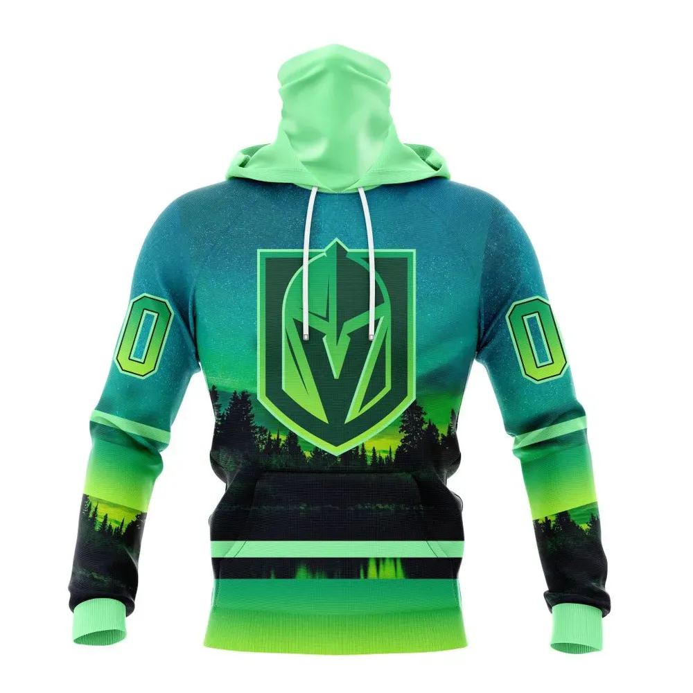 NHL Vegas Golden Knights Special Northern Lights Design St2302 Mask Hoodie