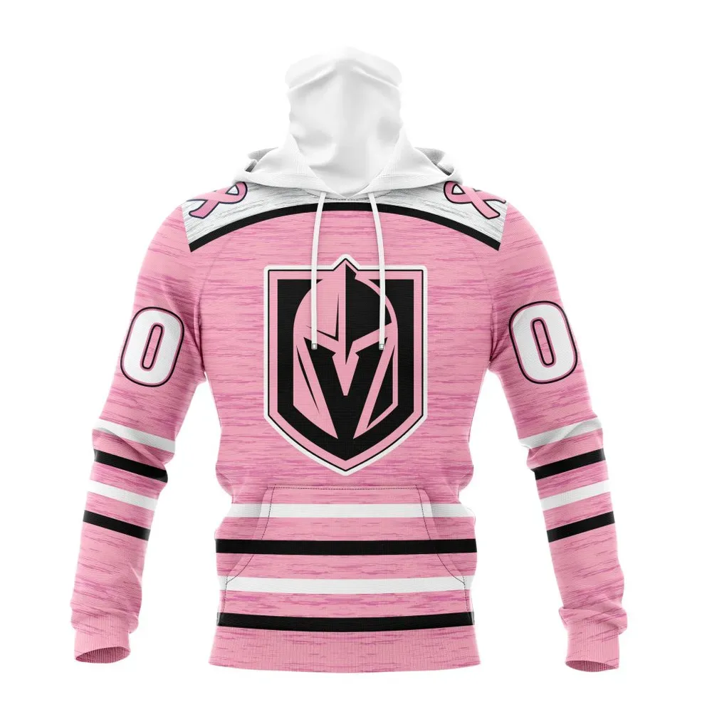 NHL Vegas Golden Knights Special Pink Fight Breast Cancer Design St2304 Mask Hoodie