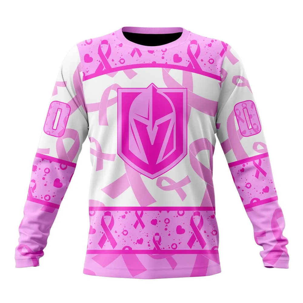 NHL Vegas Golden Knights Special Pink October Breast Cancer Awareness Month St2302 Long Sleeved Sweatshirt 