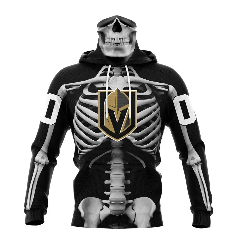 NHL Vegas Golden Knights Special Skeleton Costume For Halloween St2301 Mask Hoodie