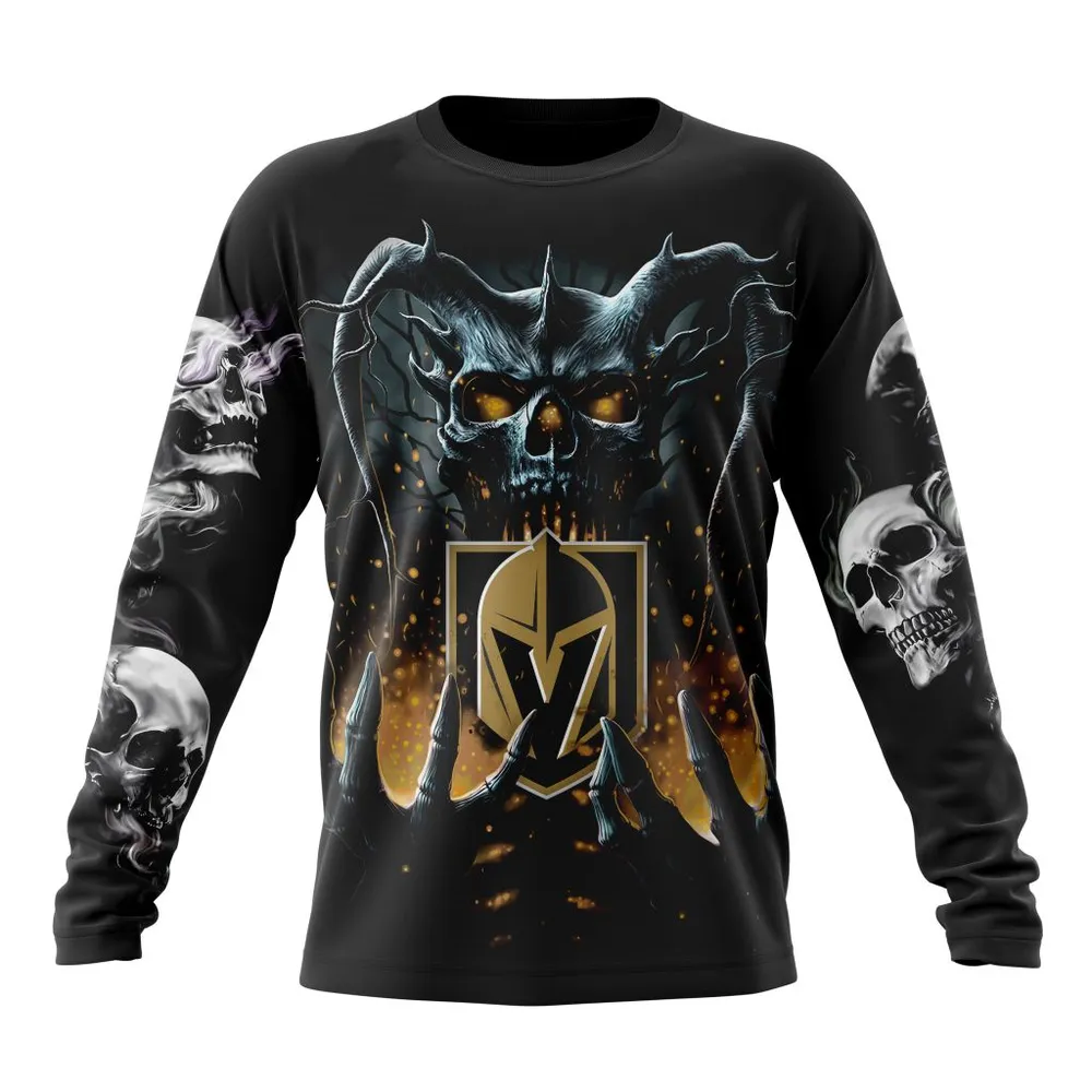 NHL Vegas Golden Knights Special Skull Art Design St2301 Long Sleeved Sweatshirt 