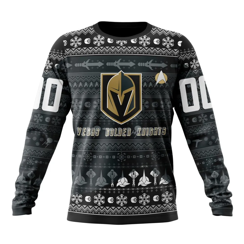 NHL Vegas Golden Knights Special Star Trek Design St2201 Long Sleeved Sweatshirt 