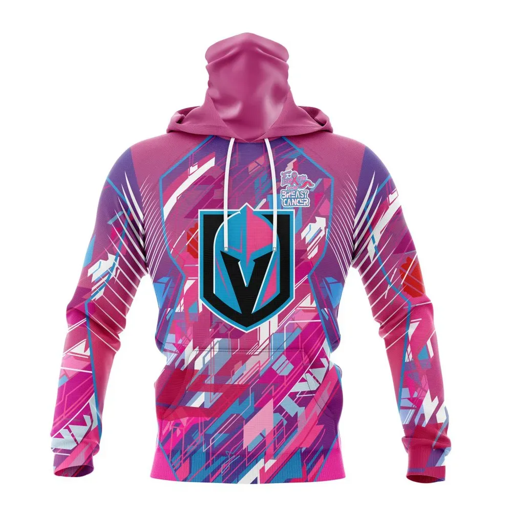 NHL Vegas Golden Knights | Specialized Design I Pink I Can! Fearless Again Breast Cancer Mask Hoodie