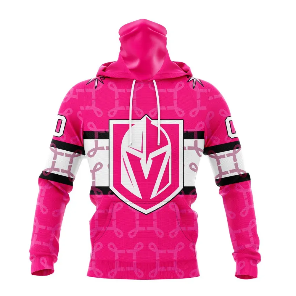 NHL Vegas Golden Knights | Specialized Design I Pink I Can! In October We Wear Pink Breast Cancer Mask Hoodie