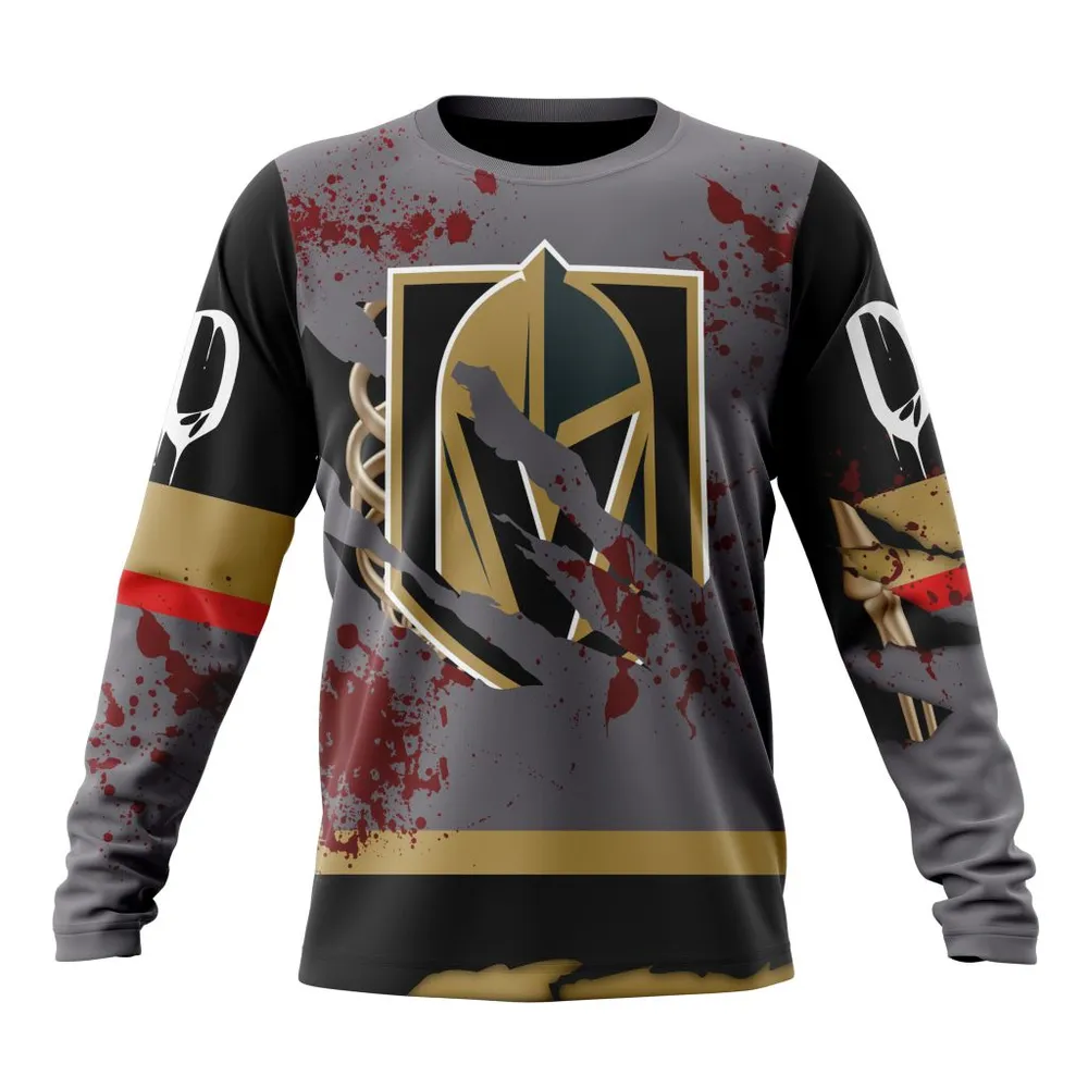 NHL Vegas Golden Knights | Specialized Design Jersey With Your Ribs For Halloween Long Sleeved Sweatshirt 