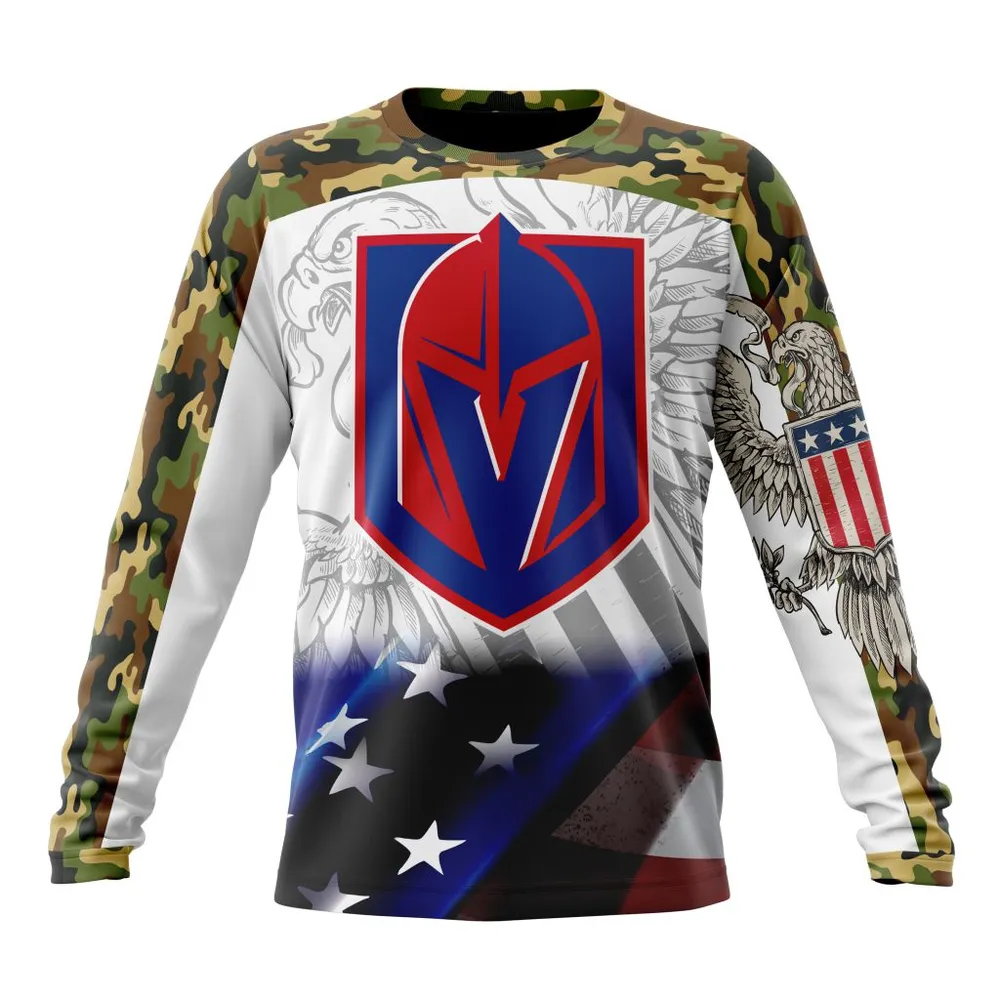 NHL Vegas Golden Knights | Specialized Design With Our America Flag And Our America Eagle Long Sleeved Sweatshirt 