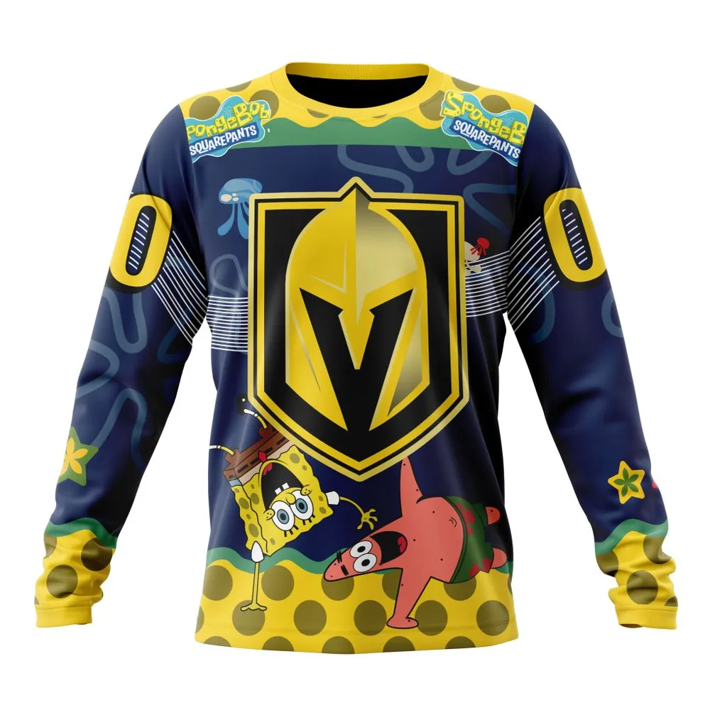 NHL Vegas Golden Knights | Specialized Jersey With Spongebob Long Sleeved Sweatshirt 