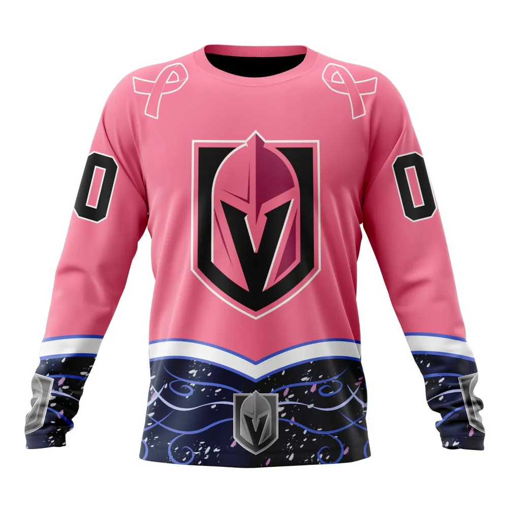 NHL Vegas Golden Knights | Specialized Unisex For Hockey Fights Cancer Long Sleeved Sweatshirt 