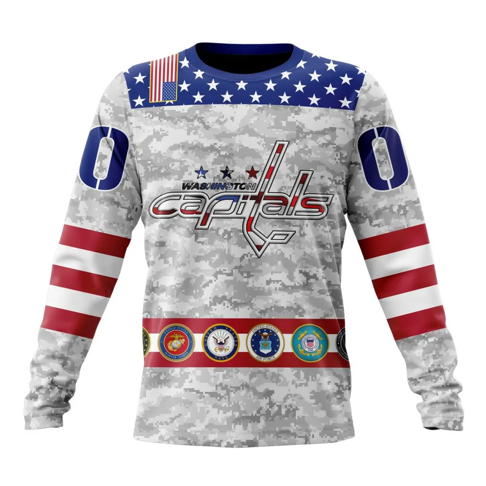 NHL Washington Capitals Armed Forces Appreciation St2201 Long Sleeved Sweatshirt 