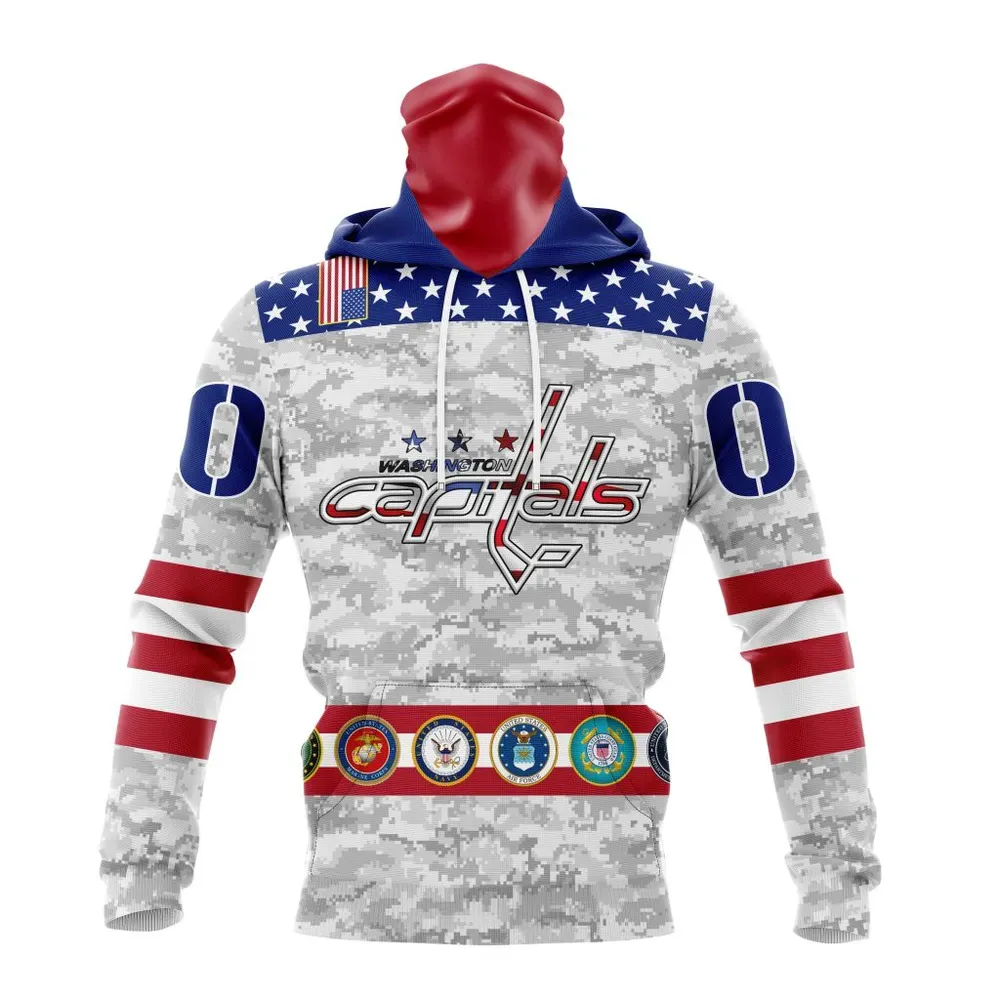 NHL Washington Capitals Armed Forces Appreciation St2201 Mask Hoodie