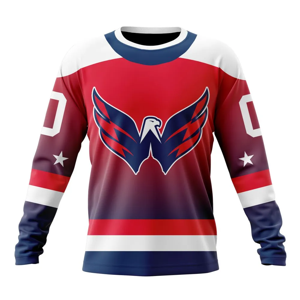 NHL Washington Capitals Personalize Gradient Series Concept St2301 Long Sleeved Sweatshirt 