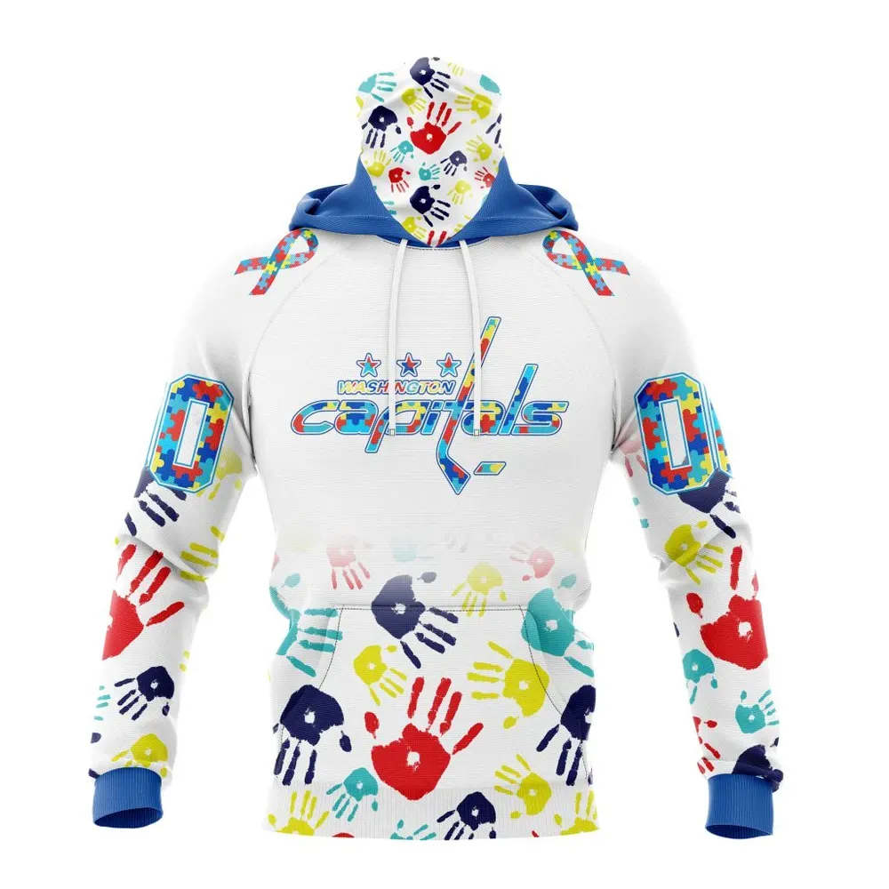 NHL Washington Capitals Special Autism Awareness Design St2203 Mask Hoodie