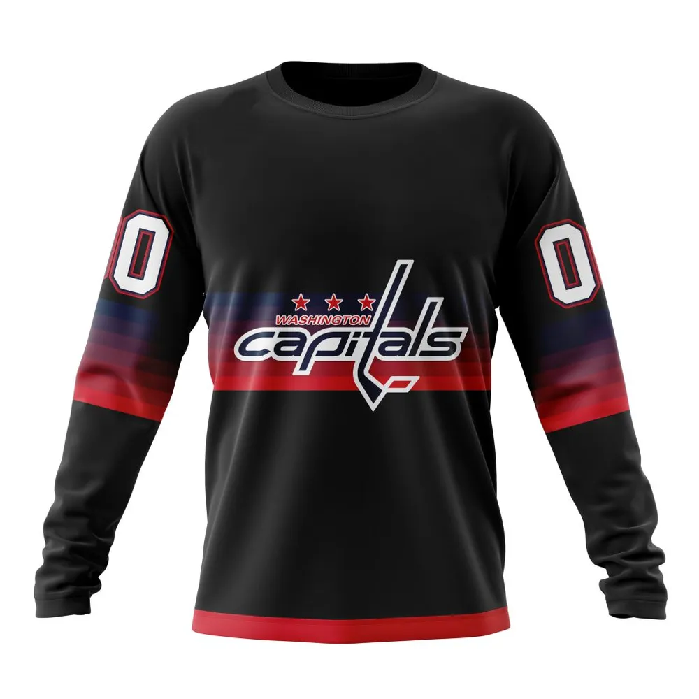 NHL Washington Capitals Special Black And Gradient Design St2301 Long Sleeved Sweatshirt 