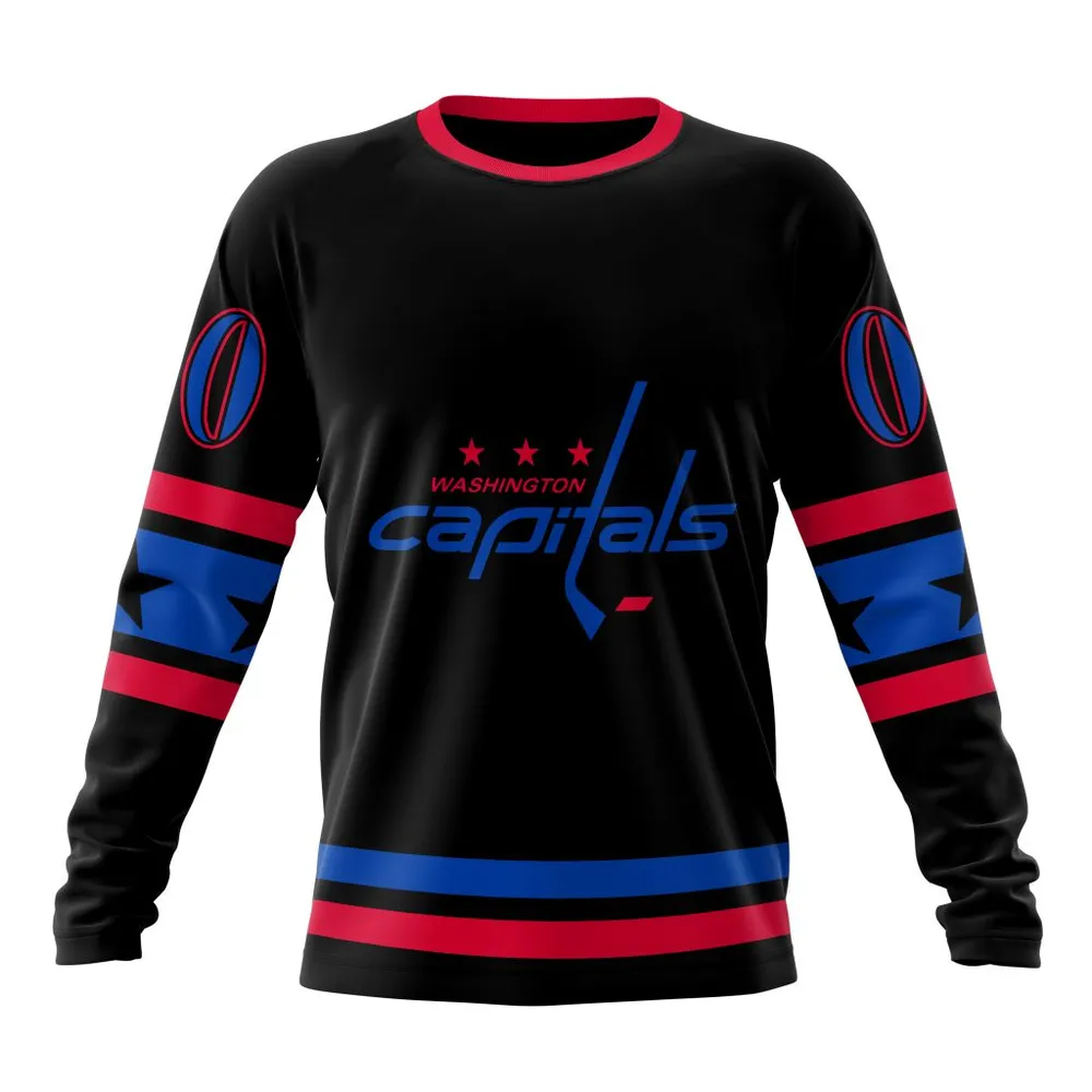 NHL Washington Capitals Special Blackout Design St2401 Long Sleeved Sweatshirt 