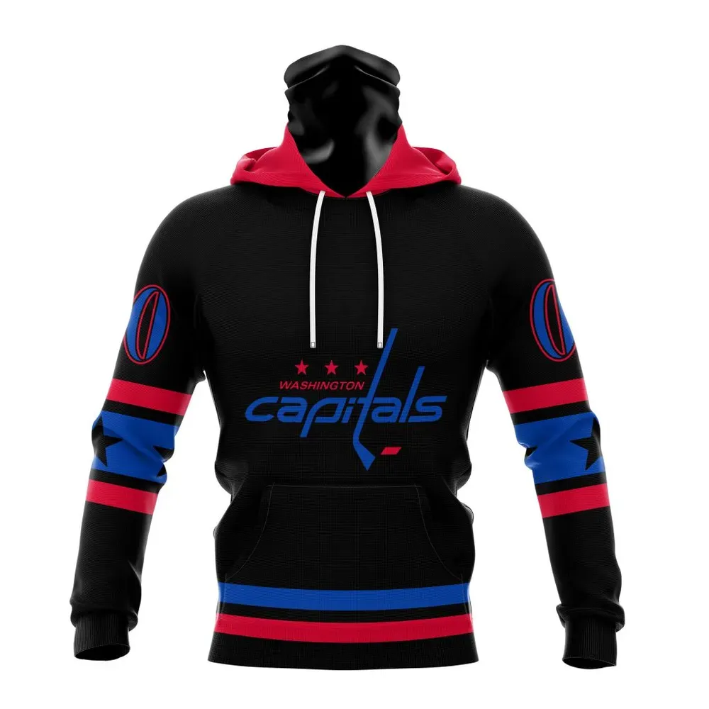 NHL Washington Capitals Special Blackout Design St2401 Mask Hoodie