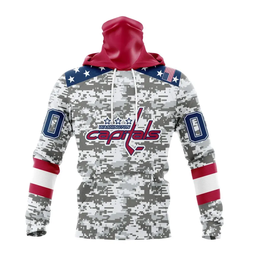 NHL Washington Capitals Special Camo Design For Veterans Day St2301 Mask Hoodie