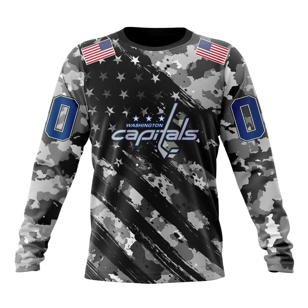 NHL Washington Capitals Special Camo Military Design St2301 Long Sleeved Sweatshirt 