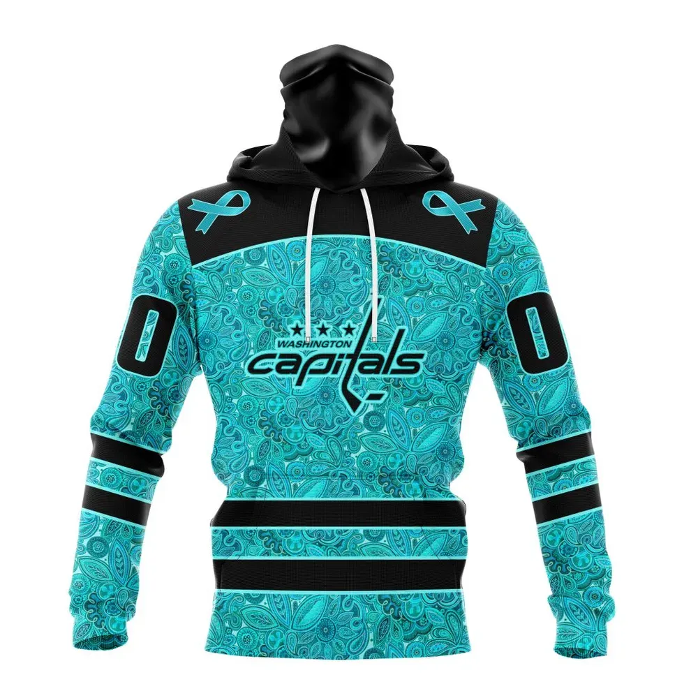 NHL Washington Capitals Special Design Fight Ovarian Cancer St2201 Mask Hoodie