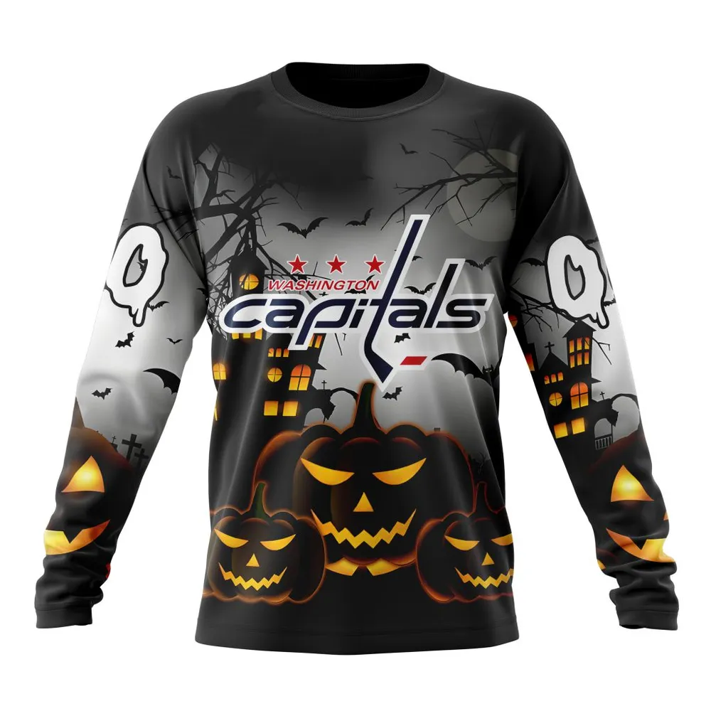 NHL Washington Capitals Special Design For Halloween St2302 Long Sleeved Sweatshirt 