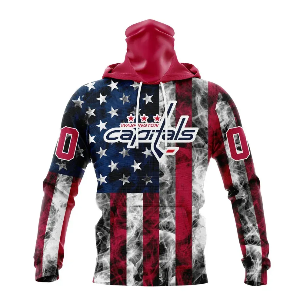 NHL Washington Capitals Special Design For Independence Day The Fourth Of July St2401 Mask Hoodie