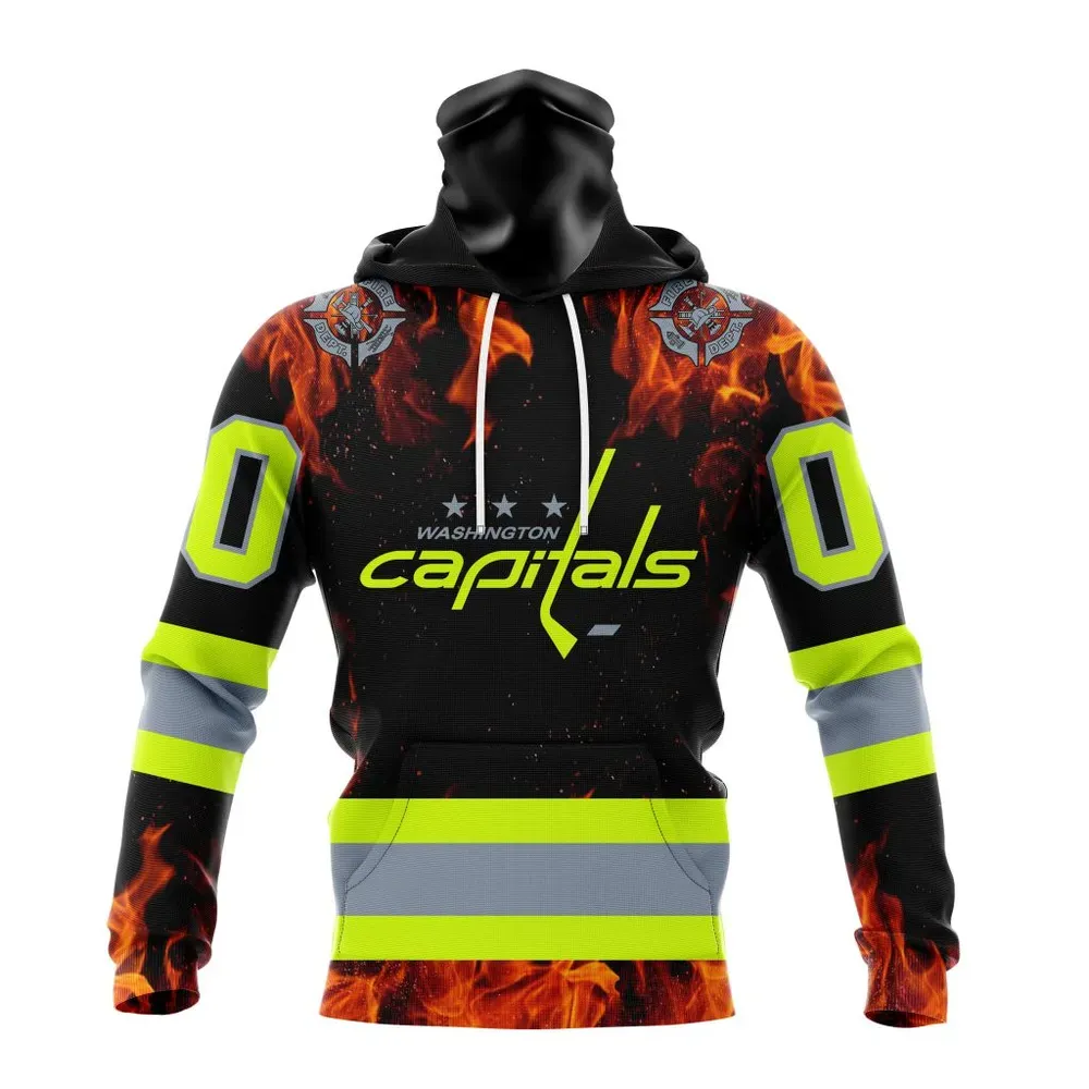 NHL Washington Capitals Special Design Honoring Firefighters St2401 Mask Hoodie