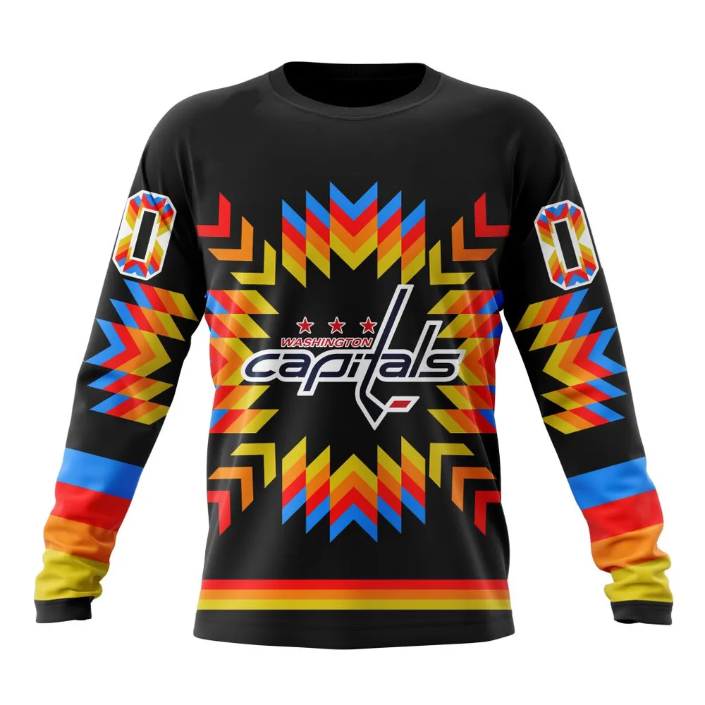 NHL Washington Capitals Special Design With Native Pattern St2306 Long Sleeved Sweatshirt 