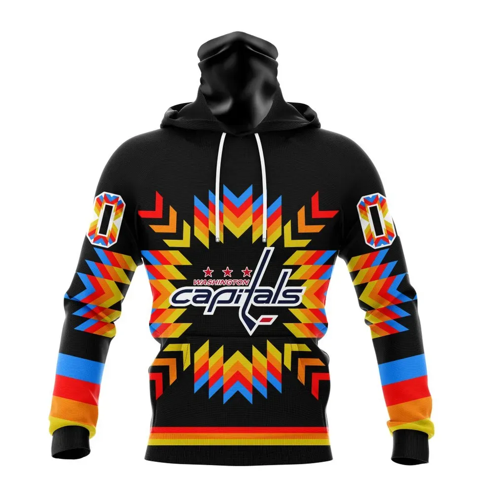 NHL Washington Capitals Special Design With Native Pattern St2306 Mask Hoodie