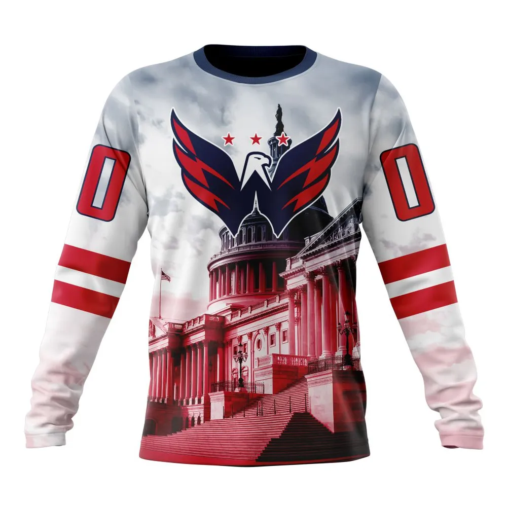 NHL Washington Capitals Special Design With The Capitol Building St2301 Long Sleeved Sweatshirt 