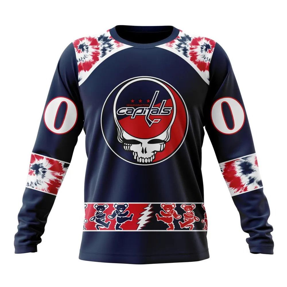 NHL Washington Capitals Special Grateful Dead Design St2301 Long Sleeved Sweatshirt 