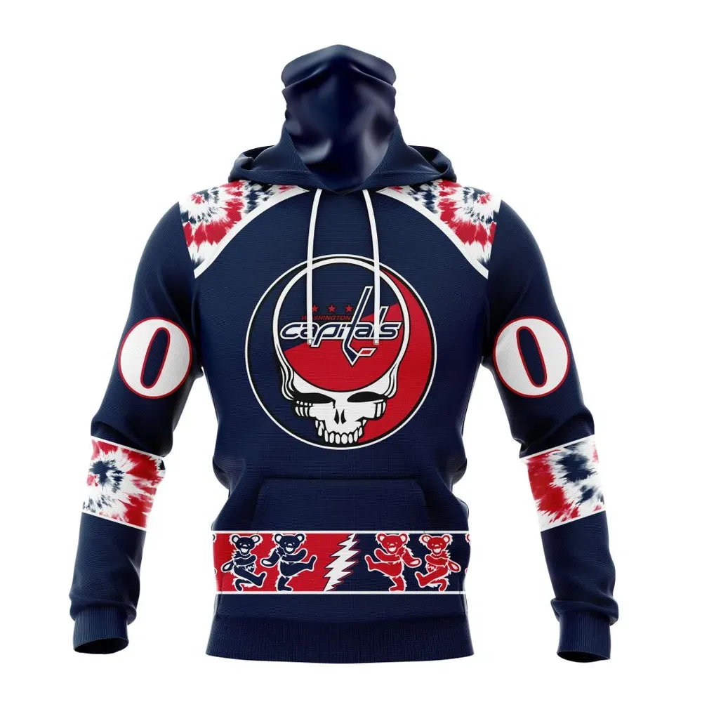 NHL Washington Capitals Special Grateful Dead Design St2301 Mask Hoodie