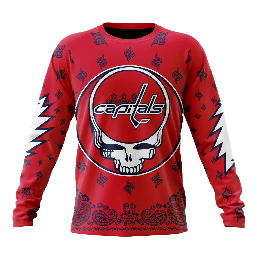 NHL Washington Capitals Special Grateful Dead Design St2303 Long Sleeved Sweatshirt 