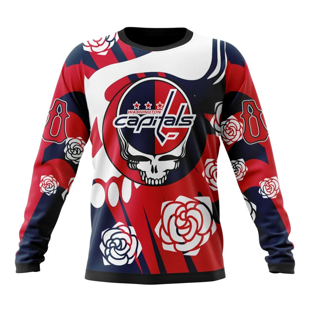 NHL Washington Capitals Special Grateful Dead Design St2305 Long Sleeved Sweatshirt 