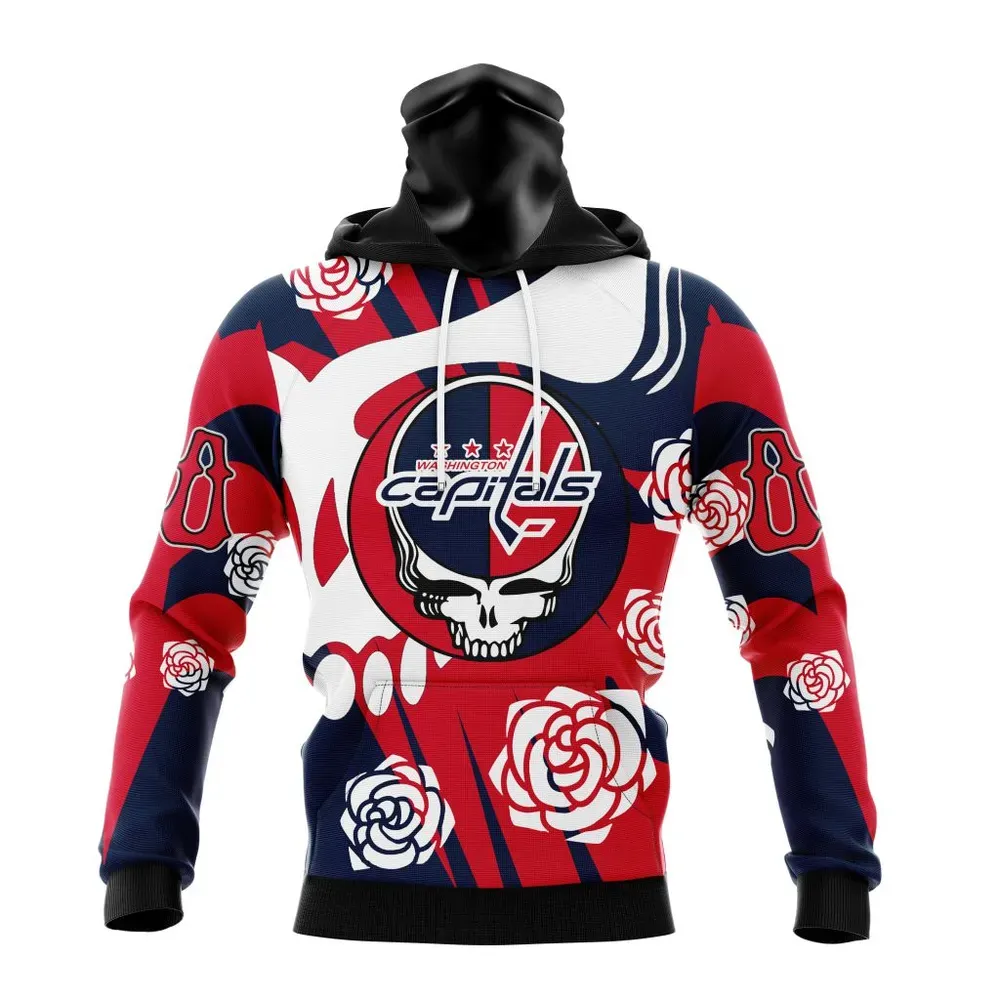 NHL Washington Capitals Special Grateful Dead Design St2305 Mask Hoodie