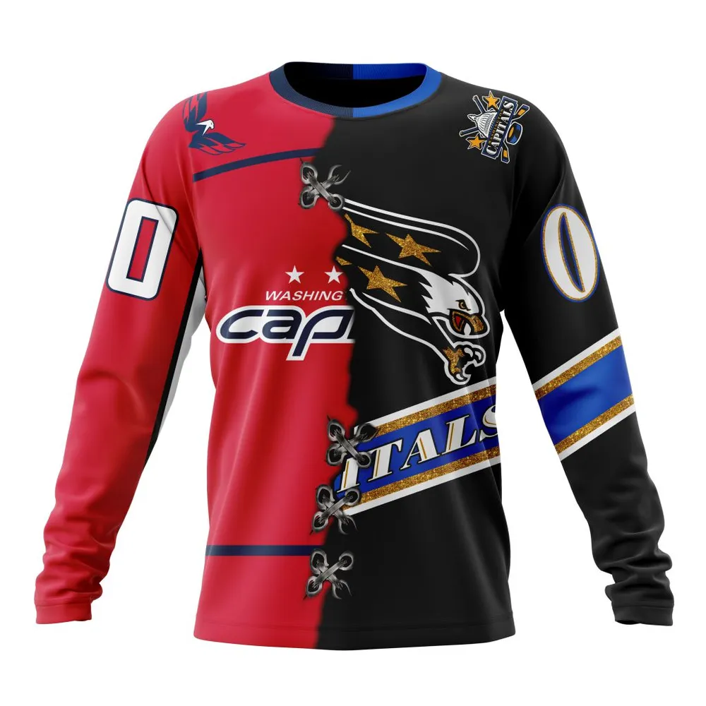 NHL Washington Capitals Special Home Mix Reverse Retro Personalized Kits Long Sleeved Sweatshirt 