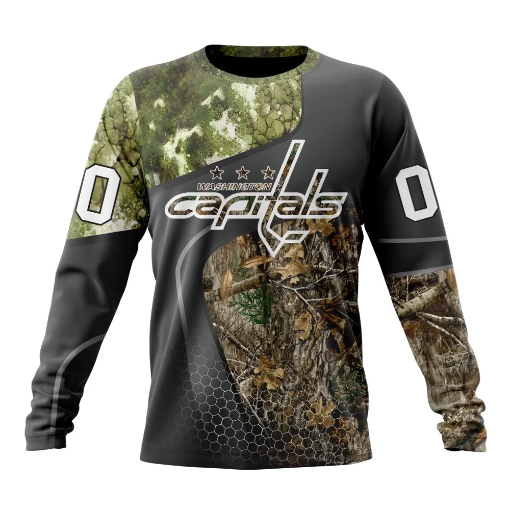 NHL Washington Capitals Special Hunting Camo Design St2302 Long Sleeved Sweatshirt 