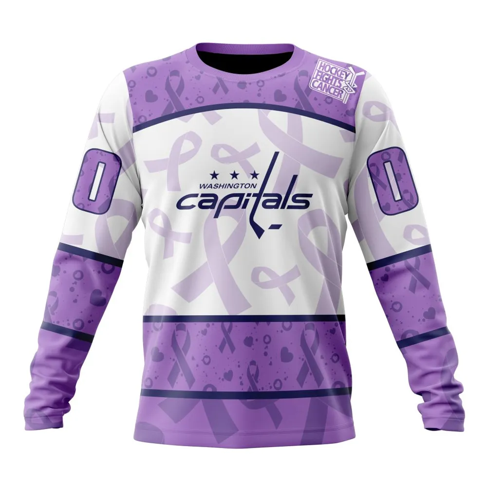 NHL Washington Capitals Special Lavender Fight Cancer St2201 Long Sleeved Sweatshirt 