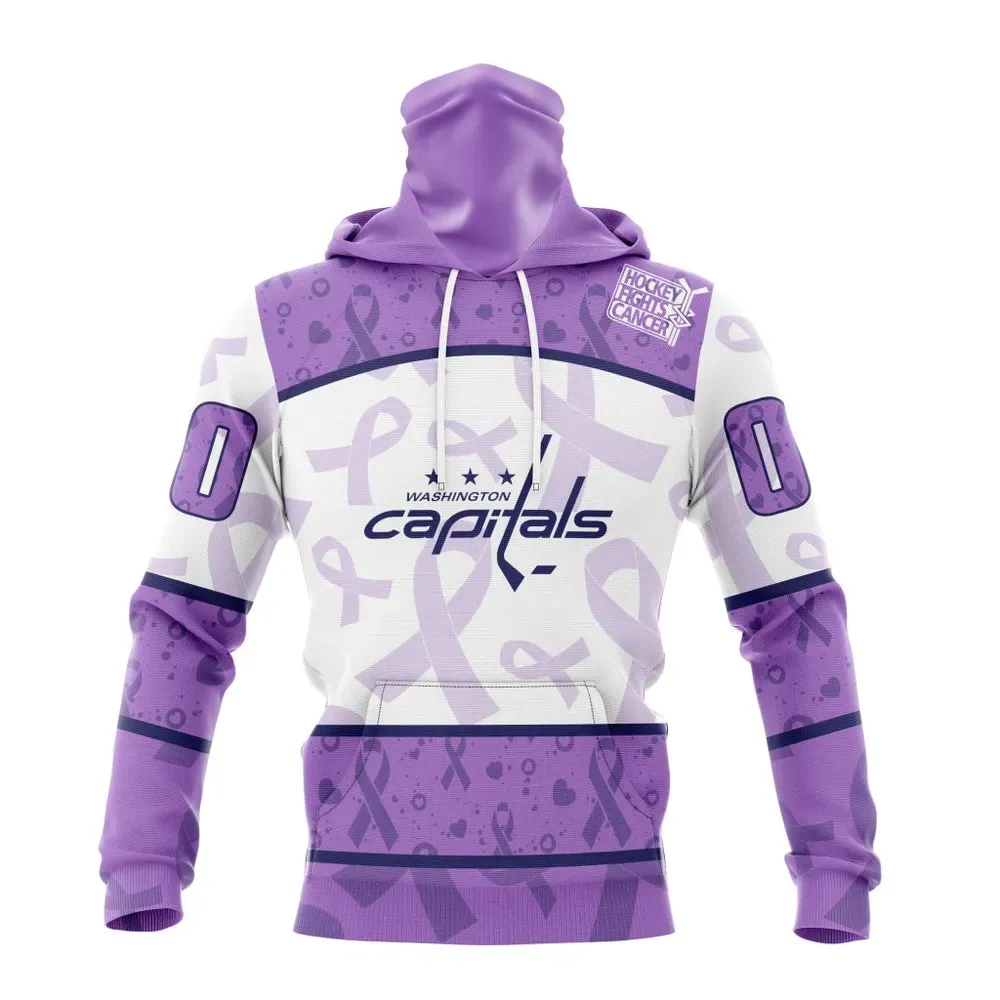 NHL Washington Capitals Special Lavender Fight Cancer St2201 Mask Hoodie