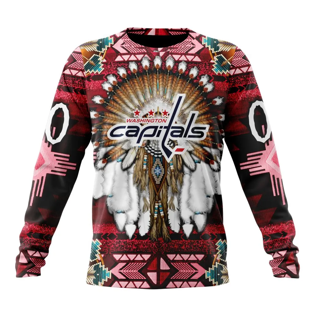 NHL Washington Capitals Special Native Costume Design St2202 Long Sleeved Sweatshirt 