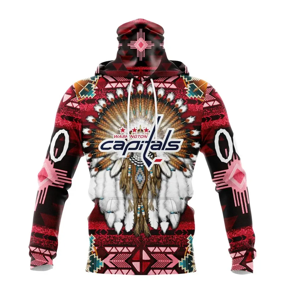 NHL Washington Capitals Special Native Costume Design St2202 Mask Hoodie