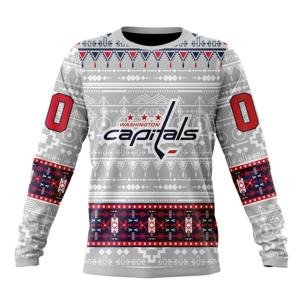 NHL Washington Capitals Special Native Design St2302 Long Sleeved Sweatshirt 