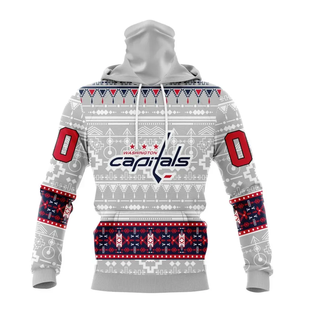 NHL Washington Capitals Special Native Design St2302 Mask Hoodie