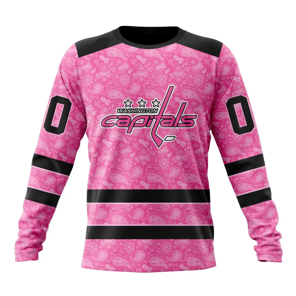 NHL Washington Capitals Special Pink Fight Breast Cancer St2306 Long Sleeved Sweatshirt 