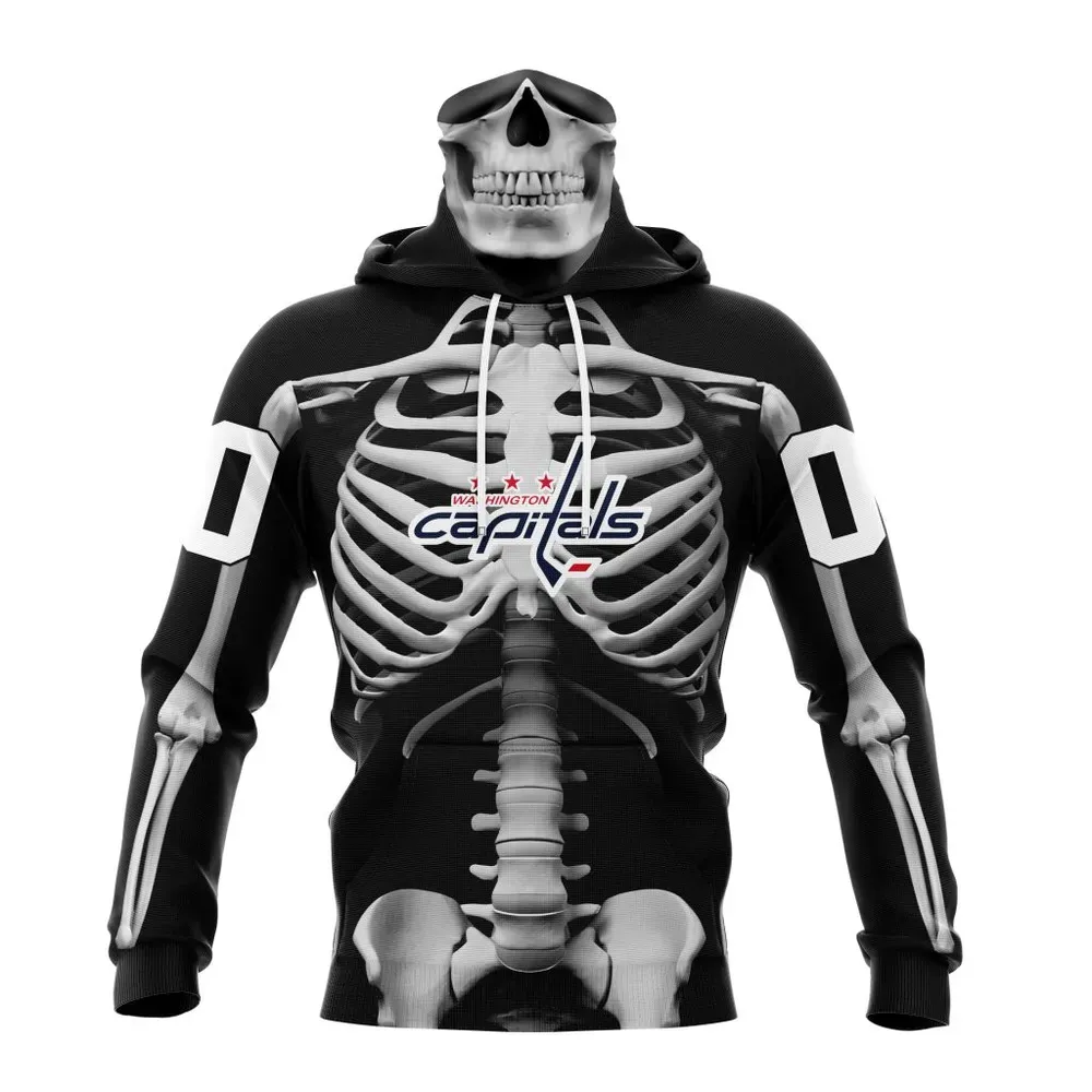 NHL Washington Capitals Special Skeleton Costume For Halloween St2301 Mask Hoodie