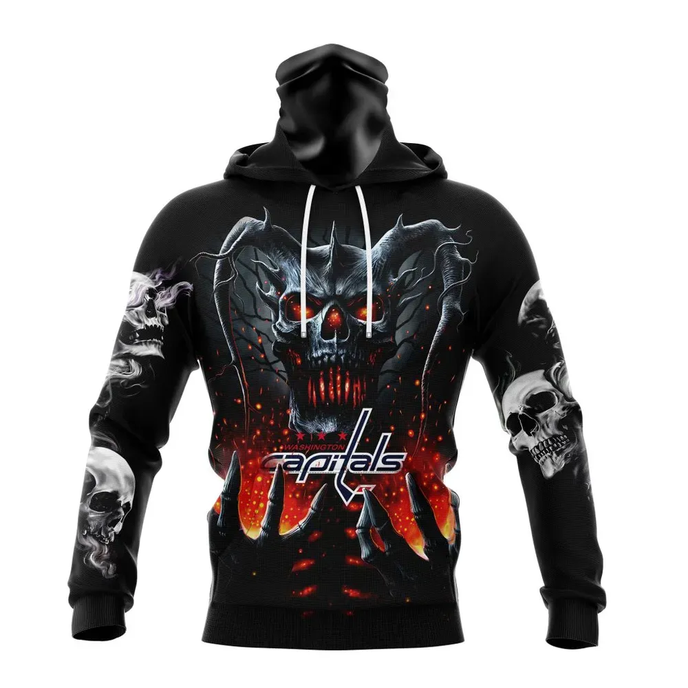 NHL Washington Capitals Special Skull Art Design St2301 Mask Hoodie