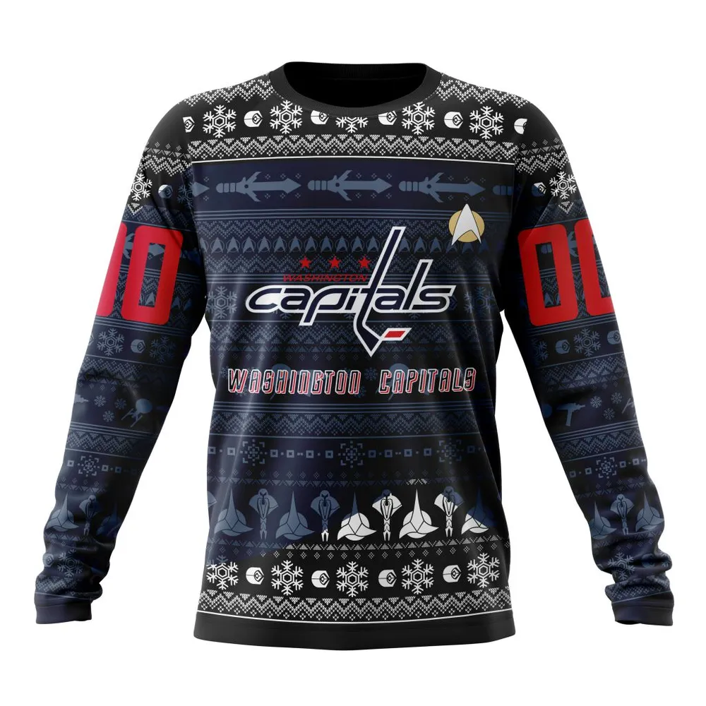 NHL Washington Capitals Special Star Trek Design St2201 Long Sleeved Sweatshirt 