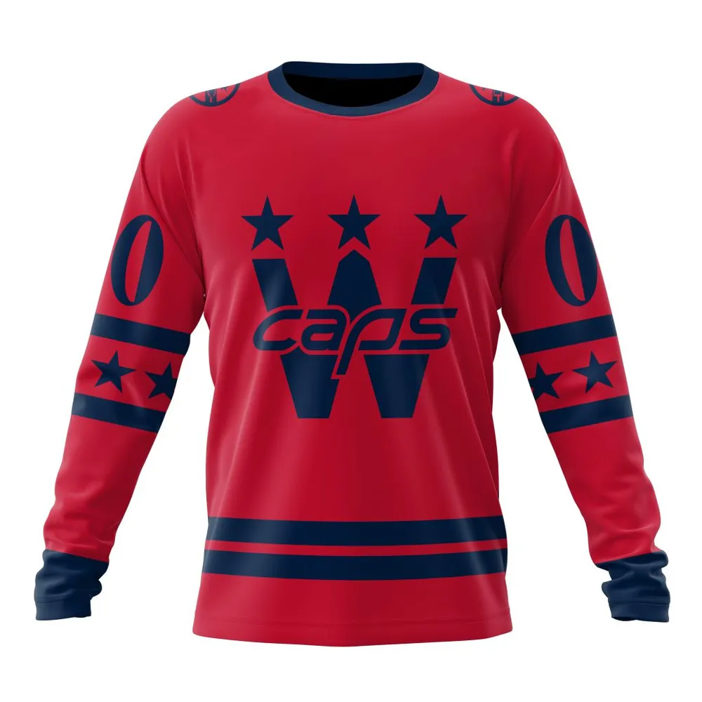 NHL Washington Capitals Special Two-Tone Design St2401 Long Sleeved Sweatshirt 